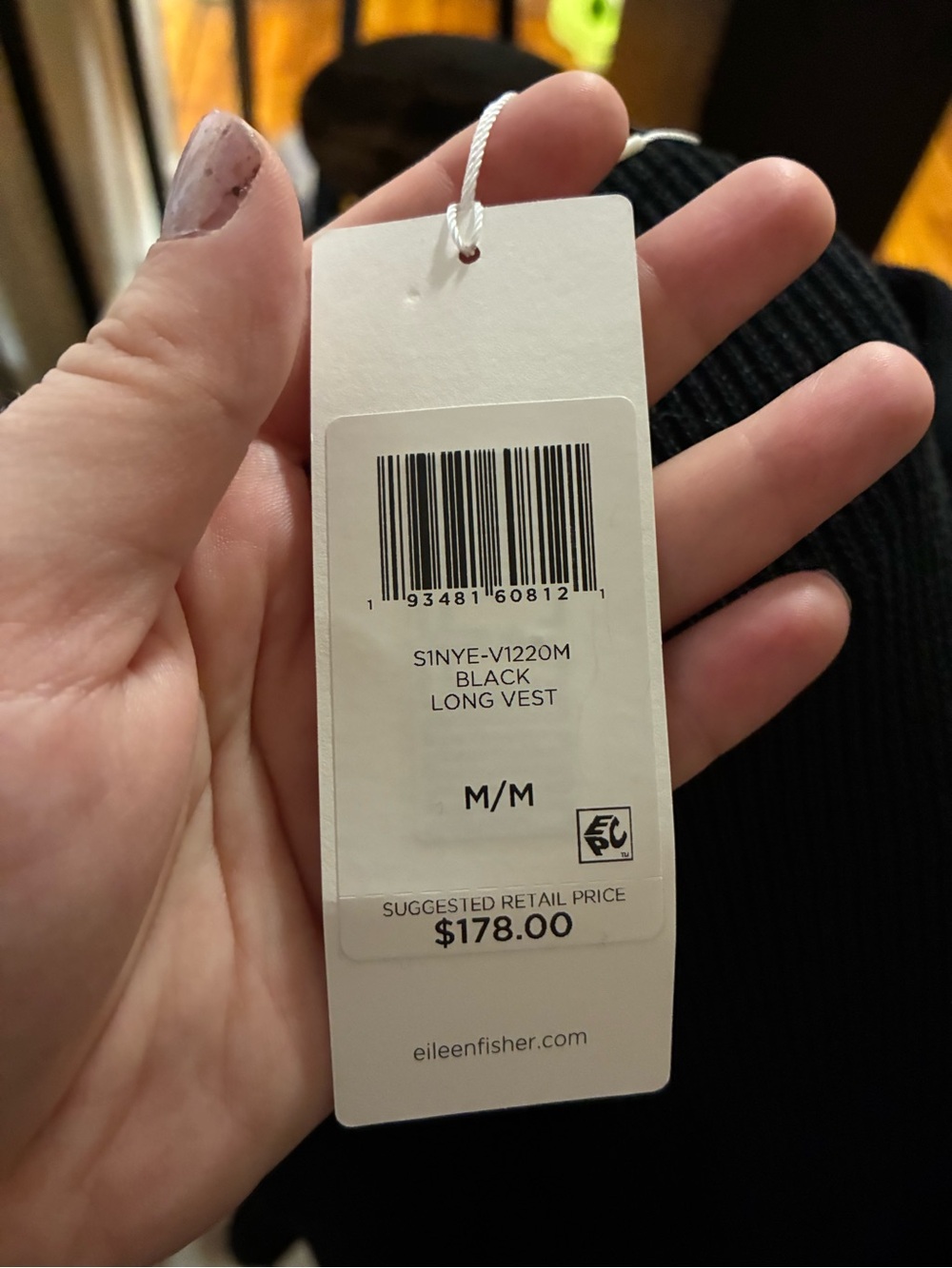 Eileen Fisher NWT Black Long Vest - M/M